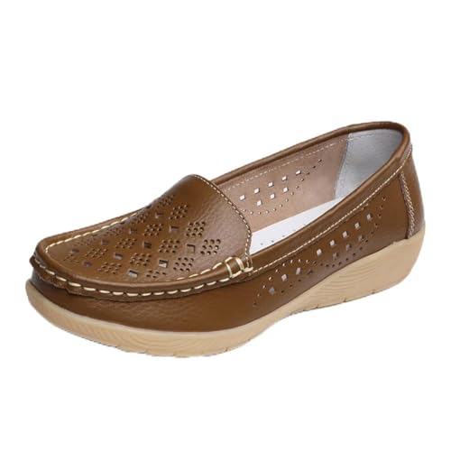 Damen Leder Loafer Schuhe Damen Mokassins Flache Freizeit Bequeme Wanderschuhe Autofahren Boot Stillschuhe,1 Brown,41 EU Damen Leder Loafer Schuhe Damen Mokassins Flache Freizeit Bequeme Wanderschuhe Autofahren Boot Stillschuhe,1 Brown,41 EU von Generic