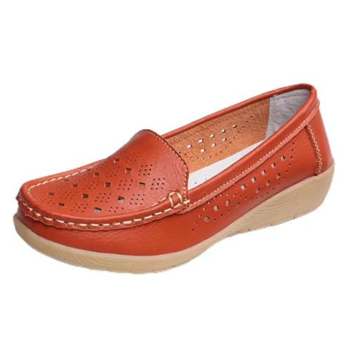 Damen Leder Loafer Schuhe Damen Mokassins Flache Freizeit Bequeme Wanderschuhe Autofahren Boot Stillschuhe,1 orange,37 EU Damen Leder Loafer Schuhe Damen Mokassins Flache Freizeit Bequeme Wanderschuhe Autofahren Boot Stillschuhe,1 orange,37 EU von Generic