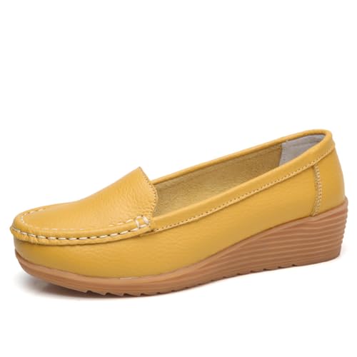 Damen Leder Loafer Schuhe Damen Mokassins Flache Freizeit Bequeme Wanderschuhe Autofahren Boot Stillschuhe,Gelb,38 EU Damen Leder Loafer Schuhe Damen Mokassins Flache Freizeit Bequeme Wanderschuhe Autofahren Boot Stillschuhe,Gelb,38 EU von Generic