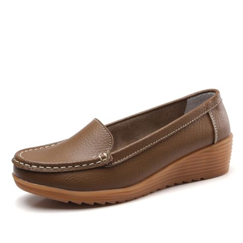 Damen Leder Loafer Schuhe Damen Mokassins Flache Freizeit Bequeme Wanderschuhe Autofahren Boot Stillschuhe,Khaki,35 EU Damen Leder Loafer Schuhe Damen Mokassins Flache Freizeit Bequeme Wanderschuhe Autofahren Boot Stillschuhe,Khaki,35 EU von Generic