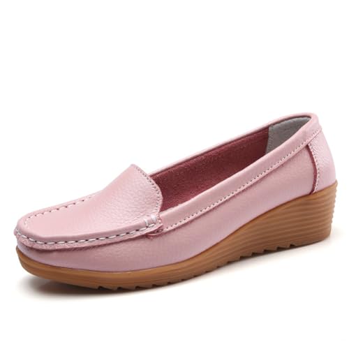 Damen Leder Loafer Schuhe Damen Mokassins Flache Freizeit Bequeme Wanderschuhe Autofahren Boot Stillschuhe,Rosa,40 EU Damen Leder Loafer Schuhe Damen Mokassins Flache Freizeit Bequeme Wanderschuhe Autofahren Boot Stillschuhe,Rosa,40 EU von Generic