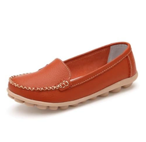 Damen Leder Loafer Schuhe Damen Mokassins Flache Schuhe Lässig Bequem Gehen Autofahren Boot Stillschuhe,Orange,38 EU Damen Leder Loafer Schuhe Damen Mokassins Flache Schuhe Lässig Bequem Gehen Autofahren Boot Stillschuhe,Orange,38 EU von Generic