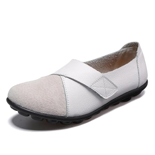 Damen Leder Slipper Flache Loafer Mokassins Vielseitige Trendige Outdoor-Fahrschuhe,Weiß,45 EU Damen Leder Slipper Flache Loafer Mokassins Vielseitige Trendige Outdoor-Fahrschuhe,Weiß,45 EU von Generic