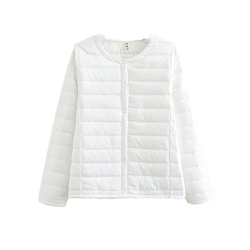 Damen Leichte Baumwolljacke Winter Warm Gefüttert Kragenlose Reißverschluss Jacke Slim Jacket, weiß, 38 Damen Leichte Baumwolljacke Winter Warm Gefüttert Kragenlose Reißverschluss Jacke Slim Jacket, weiß, 38 von Generic
