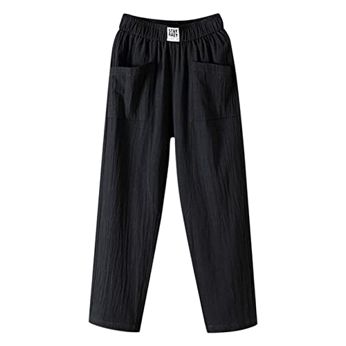 Damen Leinenhose 7/8 Hosen Sommer Luftige Sommerhose mit Taschen Baumwolle und Leinen Locker Bequeme Casual Elastische Taille Dünn Aussehen Sommerhosen Freizeithose Einfarbig Strandhosen Damen Leinenhose 7/8 Hosen Sommer Luftige Sommerhose mit Taschen Baumwolle und Leinen Locker Bequeme Casual Elastische Taille Dünn Aussehen Sommerhosen Freizeithose Einfarbig Strandhosen von Generic