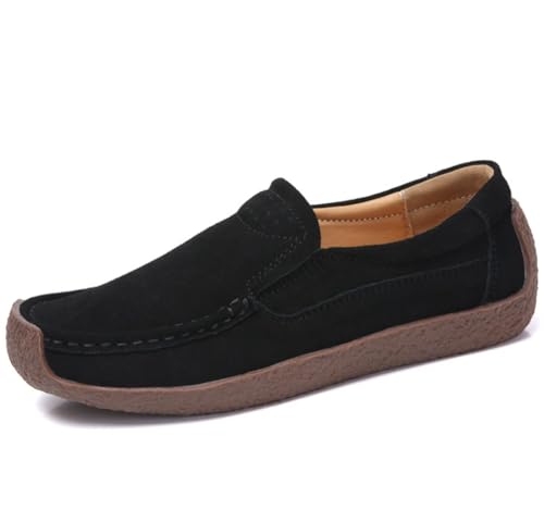 Damen-Loafer, lässig, zum Hineinschlüpfen, Bequeme Mokassins, Flache Schuhe, Bequeme Freizeit-Arbeitsschuhe,Blacks2,38 EU von Generic