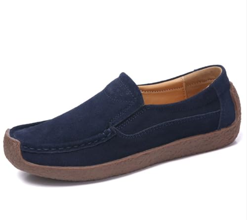 Damen-Loafer, lässig, zum Hineinschlüpfen, Bequeme Mokassins, Flache Schuhe, Bequeme Freizeit-Arbeitsschuhe,Blues2,37 EU von Generic