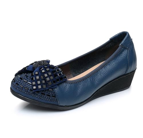 Damen-Loafer und Mokassins mit Keilabsatz, Bequeme Wanderschuhe mit Schleife und Strasssteinen, Freizeitschuhe für Mütter, Slipper, weiche Wander-Bootsschuhe,Blau,38 EU Damen-Loafer und Mokassins mit Keilabsatz, Bequeme Wanderschuhe mit Schleife und Strasssteinen, Freizeitschuhe für Mütter, Slipper, weiche Wander-Bootsschuhe,Blau,38 EU von Generic