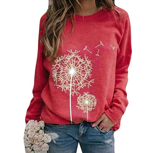 Damen Löwenzahn Sweatshirt Langarmshirt Pusteblume Drucken Pullover Herbst Winter Bluse Tops Oberteile von Generic