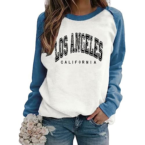 Damen Los Angeles Sweatshirt Langarmshirt Brief Drucken Pullover Herbst Winter Bluse Tops Oberteile von Generic