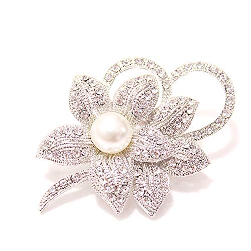 Damen Mädchen Blume Form Perle Kristall Brosche Fahion exquisit glänzend Kleid Schal Schal Clip Brosche Party Hochzeit Zubehör Geschenk Neu veröffentlicht von Generic