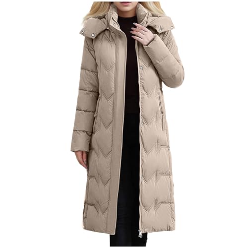 Damen-Mäntel Lange Ärmel Leichte Winterjacke Frauen Stilvoller Freizeitjacken Warme Lange Winterparka Verdickt 2024 Mode Jacken Lockere Passform Windjacke Steppmantel von Generic