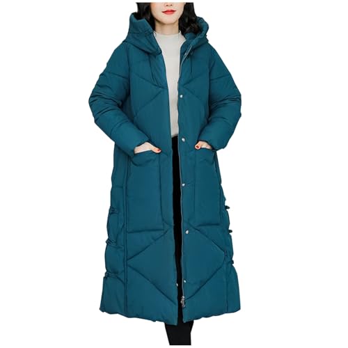 Damen-Mäntel Stilvoller Warme Jacken Lange Ärmel 2024 Mode Winterjacke Leichte Frauen Freizeitjacken Verdickt Lange Winterparka Übergröße Windjacke Steppmantel von Generic
