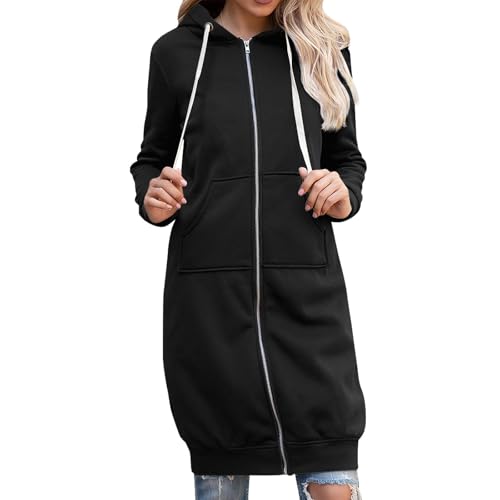 Damen Mantel Plüschjacke Verdicken Kapuzenpullover Hoodie Leicht Übergangsjacke Plüschmantel Einfarbig Plüschpulli Kapuzenjacke Damen Damen Mantel Outlet Shop (3-Black,3XL) von Generic