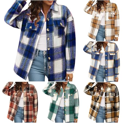 Damen Mantel Teddyjacke Fleecejacke Knöpfen Hemdjacke Winter Warm Revers Wollmantel Langarm Wintermantel Elegant Winterjacke Lang Wolljacke Klassische Trenchcoat Übergangsjacke Mantel von Generic