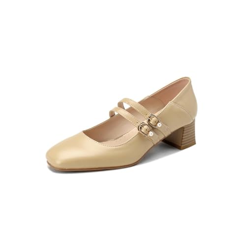 Damen Mary Janes Mit Doppelriemen Niedriger Blockabsatz Quadratische Zehen Bequem PU Leder Obermaterial rutschfest Slip On Strapazierfähig Büro Kleid Schuhe,Apricot,42 EU Damen Mary Janes Mit Doppelriemen Niedriger Blockabsatz Quadratische Zehen Bequem PU Leder Obermaterial rutschfest Slip On Strapazierfähig Büro Kleid Schuhe,Apricot,42 EU von Generic