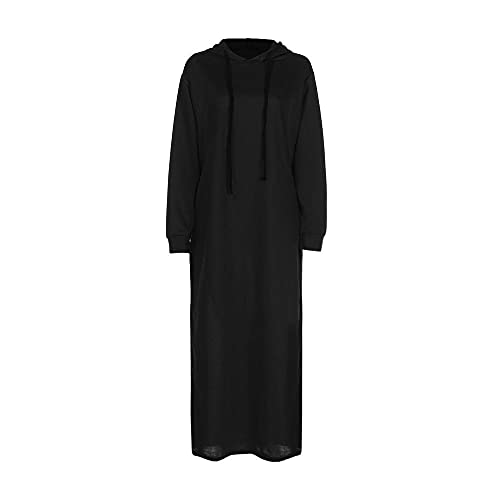 Damen Maxikleid Langarm Damen Long Hoodie Lose Freizeitkleider Herbst Winter,Lang T-Shirt-Kleid Einfarbig Sweatkleid mit Tunnelzug Longshirt V-Ausschnitt Kapuzenpullover Damen Maxikleid Langarm Damen Long Hoodie Lose Freizeitkleider Herbst Winter,Lang T-Shirt-Kleid Einfarbig Sweatkleid mit Tunnelzug Longshirt V-Ausschnitt Kapuzenpullover von Generic