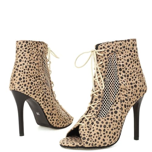Damen Mesh Open Toe Stiletto Sandalen, Lace Mesh Ankle Booties Spitz Peep Toe Ankle Boots Atmungsaktiv Bequem 10 cm,Leopard Print,43 EU Damen Mesh Open Toe Stiletto Sandalen, Lace Mesh Ankle Booties Spitz Peep Toe Ankle Boots Atmungsaktiv Bequem 10 cm,Leopard Print,43 EU von Generic