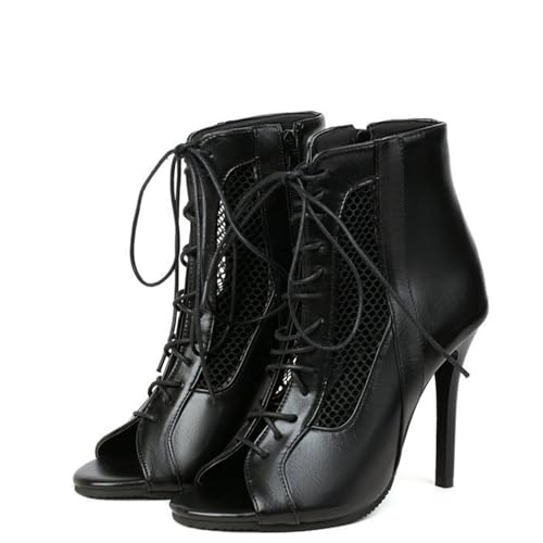 Damen Mesh Open Toe Stiletto Sandalen, Lace Mesh Ankle Booties Spitz Peep Toe Ankle Boots Atmungsaktiv Bequem 10 cm,Schwarz,34 EU Damen Mesh Open Toe Stiletto Sandalen, Lace Mesh Ankle Booties Spitz Peep Toe Ankle Boots Atmungsaktiv Bequem 10 cm,Schwarz,34 EU von Generic