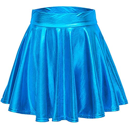 Damen Metallic Glitzer Mini Röcke Rave Rock Barbieer Kleidung Glänzend Nachtklub Faltenrock Skater Pleated Rock Cosplay Kostüm Wetlook für 80er Festival Karneval Halloween Faschingkostüm (Blue, S) Damen Metallic Glitzer Mini Röcke Rave Rock Barbieer Kleidung Glänzend Nachtklub Faltenrock Skater Pleated Rock Cosplay Kostüm Wetlook für 80er Festival Karneval Halloween Faschingkostüm (Blue, S) von Generic