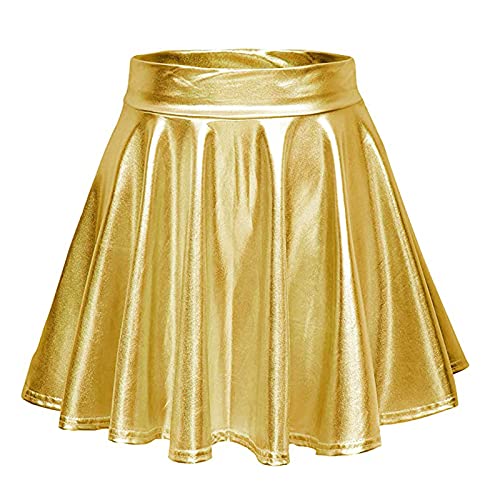 Damen Metallischer Faltenrock Mini Skater Rock PU Lederrock Sexy Hohe Taille A-Linie Silber Rock Karneval Metallic Y2K Tennisrock Tanzrock Rave Party Club Kostüme Damen Metallischer Faltenrock Mini Skater Rock PU Lederrock Sexy Hohe Taille A-Linie Silber Rock Karneval Metallic Y2K Tennisrock Tanzrock Rave Party Club Kostüme von Generic
