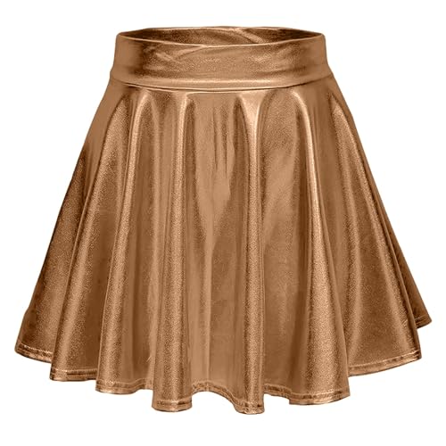 Damen Metallischer Faltenrock Mini Skater Rock PU Lederrock Sexy Hohe Taille A-Linie Silber Rock Karneval Metallic Y2K Tennisrock Tanzrock Rave Party Club Kostüme Damen Metallischer Faltenrock Mini Skater Rock PU Lederrock Sexy Hohe Taille A-Linie Silber Rock Karneval Metallic Y2K Tennisrock Tanzrock Rave Party Club Kostüme von Generic