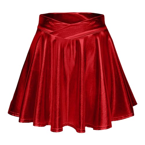 Damen Metallischer Faltenrock Mini Skater Rock PU Lederrock Sexy Hohe Taille A-Linie Silber Rock Karneval Metallic Y2K Tennisrock Tanzrock Rave Party Club Kostüme Damen Metallischer Faltenrock Mini Skater Rock PU Lederrock Sexy Hohe Taille A-Linie Silber Rock Karneval Metallic Y2K Tennisrock Tanzrock Rave Party Club Kostüme von Generic