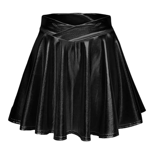 Damen Metallischer Faltenrock Mini Skater Rock PU Lederrock Sexy Hohe Taille A-Linie Silber Rock Karneval Metallic Y2K Tennisrock Tanzrock Rave Party Club Kostüme Damen Metallischer Faltenrock Mini Skater Rock PU Lederrock Sexy Hohe Taille A-Linie Silber Rock Karneval Metallic Y2K Tennisrock Tanzrock Rave Party Club Kostüme von Generic