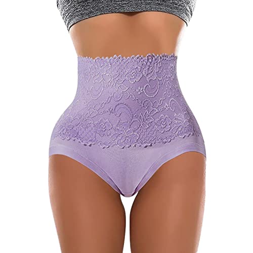 Damen Miederslip Stark Formend Bauch Weg Shaping String Push-Up Spitze Taillenslip Atmungsaktiv Miederhose Shaping Formslip sexy Unterhose Shapewear High Waist Miederhose Body Shaper (Lila, 5XL) von Generic