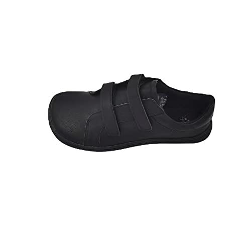 Damen Minimalist Barfuß Leder Flache Sneaker Zero Drop Sohle Breitere Zehenbox Weiche Sohle, Schwarz , 41 EU von Generic