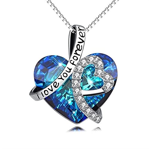 Damen Mode Halskette i love you forever Ozean Herz Pfirsich Herz Kristall Anhänger Schlüsselbein Halskette Geschenk Schmuck für Mädchen von Generic