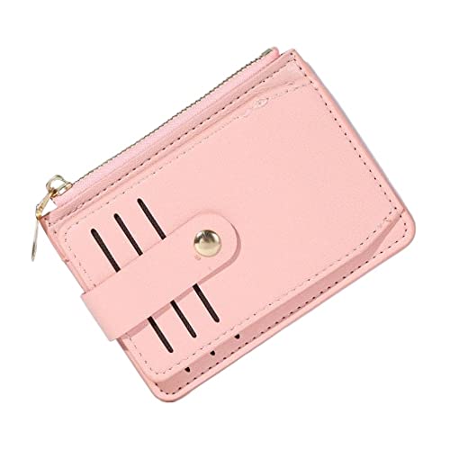 Damen Mode Kleine Geldbörse Einfarbig PU Leder Mini Geldbörse Geldbörse Kreditkarteninhaber Taschen Reißverschluss Geldbörse (Color : D-pink) von Generic