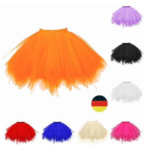 Damen Modischer Tüllrockin Rosa Tüllrock Damen Tütü Tüllrock Pink, Pinker Rock Rosa Tütü Tüllrock Damen RosaTüllrock Damen (Orange,Einheitsgröße) von Generic