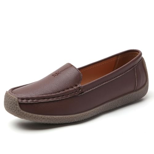 Damen Mokassin Loafer Bequeme Hohle Wanderschuhe Slip-On Schuhe Mama,Braun,38 EU von Generic