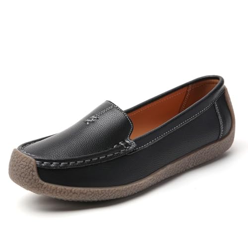 Damen Mokassin Loafer Bequeme Hohle Wanderschuhe Slip-On Schuhe Mama,Schwarz,40 EU von Generic