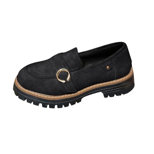Damen-Mokassins, Wanderschuhe, Plattform, ohne Schnürsenkel, runde Spitze, Loafer, Ballerinas, rutschfest, leicht, Retro, Bootsschuhe, Frühling, Herbst, Schwarz , 40 EU Damen-Mokassins, Wanderschuhe, Plattform, ohne Schnürsenkel, runde Spitze, Loafer, Ballerinas, rutschfest, leicht, Retro, Bootsschuhe, Frühling, Herbst, Schwarz , 40 EU von Generic