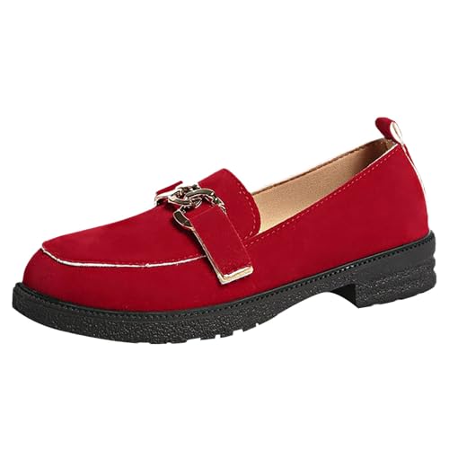 Damen-Mokassins, elegant, quadratische Spitze, weiche Sohle, flacher Mund, bequeme Schuhe mit niedrigem Absatz, rot, 37 EU Damen-Mokassins, elegant, quadratische Spitze, weiche Sohle, flacher Mund, bequeme Schuhe mit niedrigem Absatz, rot, 37 EU von Generic