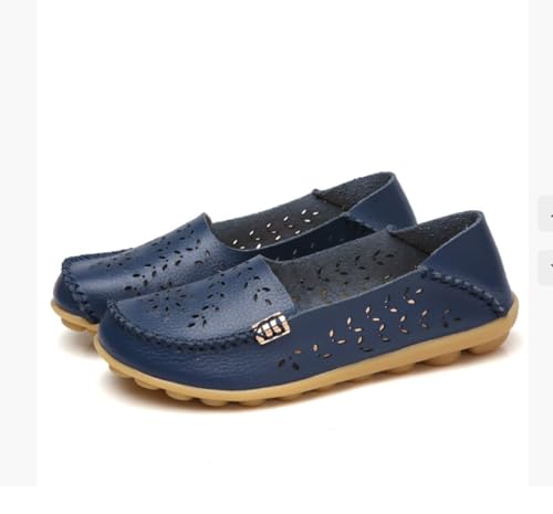 Damen-Mokassins aus ausgehöhltem Leder, lässig, bequem flach weich Bootsschuhe runde Zehenpartie Schlupfschuhe,Dark Blue,35 EU Damen-Mokassins aus ausgehöhltem Leder, lässig, bequem flach weich Bootsschuhe runde Zehenpartie Schlupfschuhe,Dark Blue,35 EU von Generic