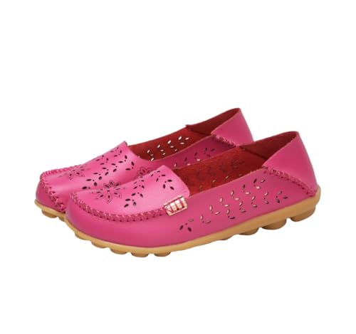 Damen-Mokassins aus ausgehöhltem Leder, lässig, bequem flach weich Bootsschuhe runde Zehenpartie Schlupfschuhe,Rose red,42 EU Damen-Mokassins aus ausgehöhltem Leder, lässig, bequem flach weich Bootsschuhe runde Zehenpartie Schlupfschuhe,Rose red,42 EU von Generic