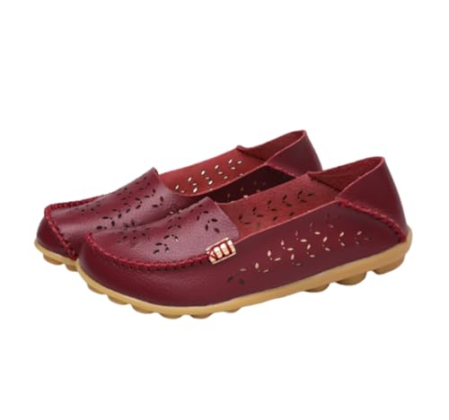 Damen-Mokassins aus ausgehöhltem Leder, lässig, bequem flach weich Bootsschuhe runde Zehenpartie Schlupfschuhe,Wine red,35 EU Damen-Mokassins aus ausgehöhltem Leder, lässig, bequem flach weich Bootsschuhe runde Zehenpartie Schlupfschuhe,Wine red,35 EU von Generic