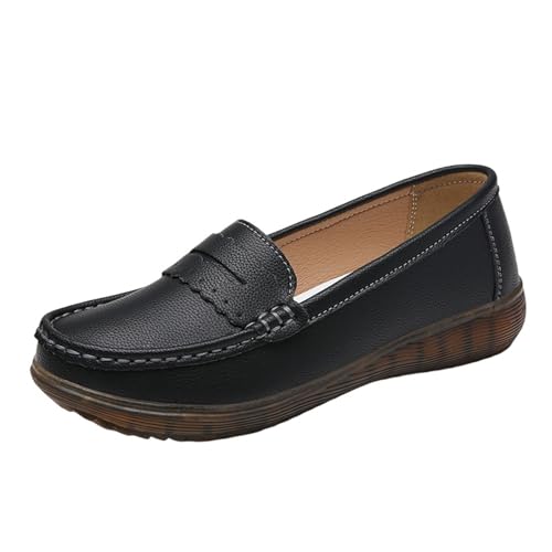 Damen-Mokassins ohne Schnürsenkel, Laufschuhe, flacher Mund, atmungsaktiv, leicht, modisch, rutschfest, bequem, Bootsschuhe für Arbeit, Schwarz 2, 38 EU Damen-Mokassins ohne Schnürsenkel, Laufschuhe, flacher Mund, atmungsaktiv, leicht, modisch, rutschfest, bequem, Bootsschuhe für Arbeit, Schwarz 2, 38 EU von Generic