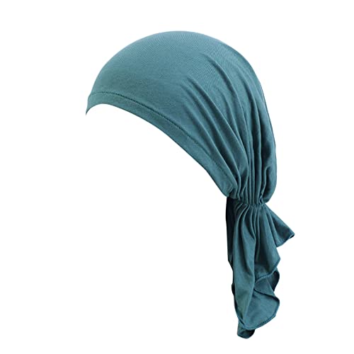 Damen Mütze Bambus Chemo Kopftuch für Frauen Baumwolle Indien Muslim Stretch Turban Hut mit Haarausfall - Kopfbedeckung Turban in Versiegelter Verpackung (Green, One Size) von Generic