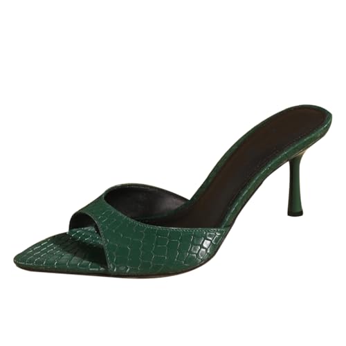 Damen-Mule-Sandaletten Mit Spitzer Zehe, Krokodilmuster, Stilettoabsatz, Erhältlich in Schwarz, Burgunder, Grün,Grün,40 EU Damen-Mule-Sandaletten Mit Spitzer Zehe, Krokodilmuster, Stilettoabsatz, Erhältlich in Schwarz, Burgunder, Grün,Grün,40 EU von Generic