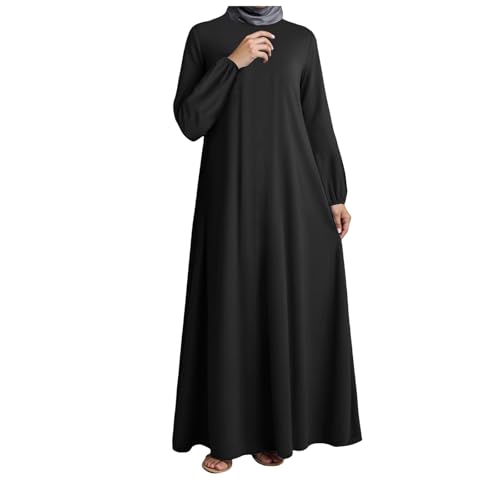 Damen Muslim Roben Einfarbig Lose Muslimisches Kleid Kapuze Bequem Islamische Gebetskleidung Fledermaus Ärmel Langarm Türkische Robe Turban Ethnische Muslim Roben Einfarbig Lose Muslimisches Kleid von Generic