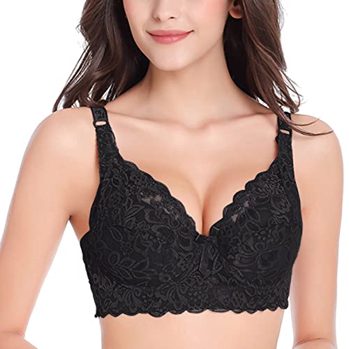 Damen Nahtlos Spitzen BH Gepolstert Atmungsaktiver und Leichter Halb Gepolstert BHS BH Damen mit Bügel Vorne Vershcluss BH Bralette Schlafen BH von Generic