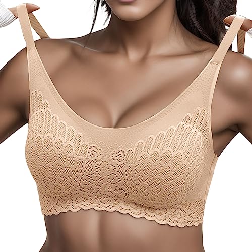 Damen Nahtlos Spitzen BH ohne Bügel Weicher Damen Push-Up BH Gepolstert Atmungsaktiver und Leichter Klassische Bustier BH Damen Modern Feeling von Generic