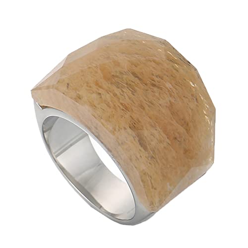 Damen Nat眉rlicher Mehrfarbiger Edelsteinring Edelstahlring Bandschmuck von Generic
