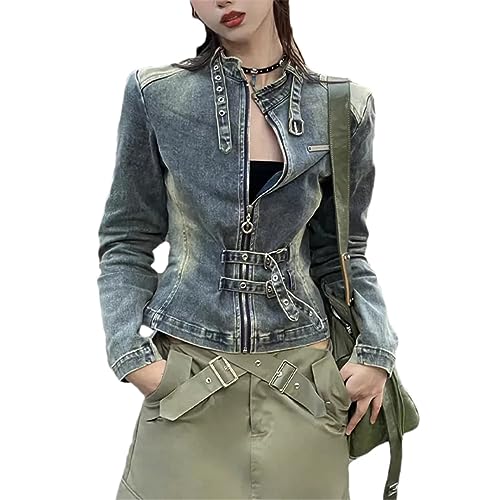 Damen Neue Jeansjacke Retro Stehkragen Jeansjacke Kurze Jeansjacke Oberbekleidung von Generic