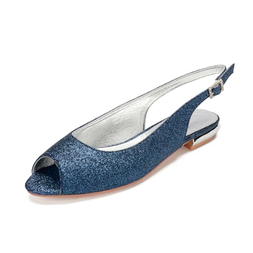 Damen Niedriger Ferse Ballerinas Peeptoe Slingback Kleid Sandalen Mit Schnalle Slip Auf Hochzeitsschuhe Für Die Braut,Marine,36 EU Damen Niedriger Ferse Ballerinas Peeptoe Slingback Kleid Sandalen Mit Schnalle Slip Auf Hochzeitsschuhe Für Die Braut,Marine,36 EU von Generic