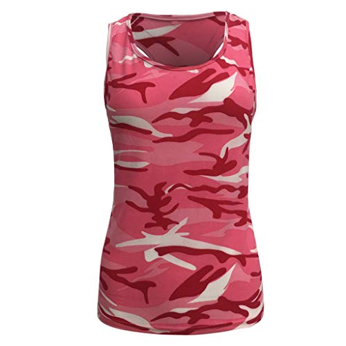 Damen Oberteil Größe 44 Ärmellose Damenbluse mit O-Ausschnitt, Mode, Bedruckte Größe, Camouflage-Oberteil, Plus-Tank, Plus-Size-Oberteile Party Tops Damen Sexy Elegant von Generic